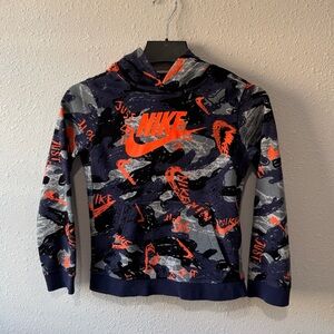 Nike Youth Camouflage Hoodie- Black blue and Orange